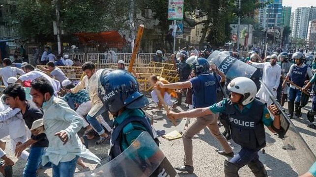 Protesters clash with police in city over Cumilla incident