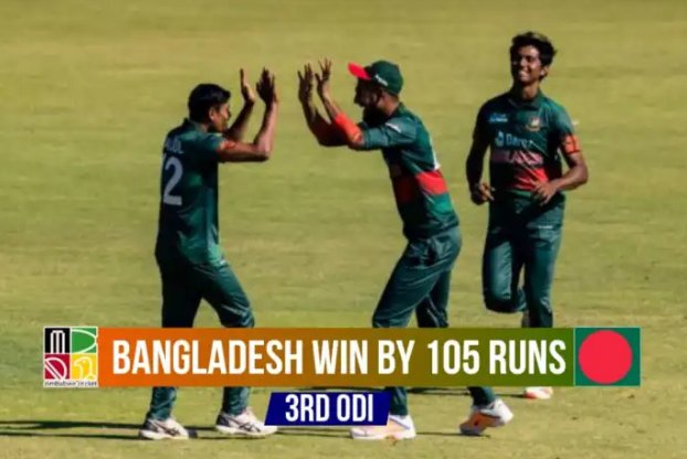 Bangladesh escapes whitewash with 105-run victory